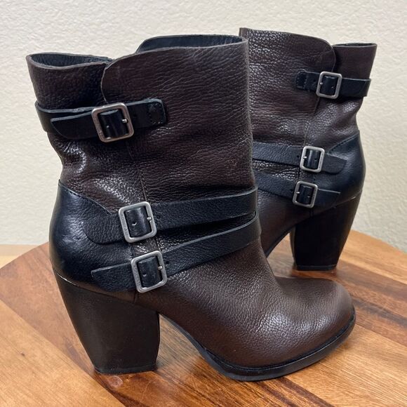 Kork-Ease Women’s Size 7 Brown Leather Anki Triple Belt Mid Moto Ankle Boots - Picture 11 of 14